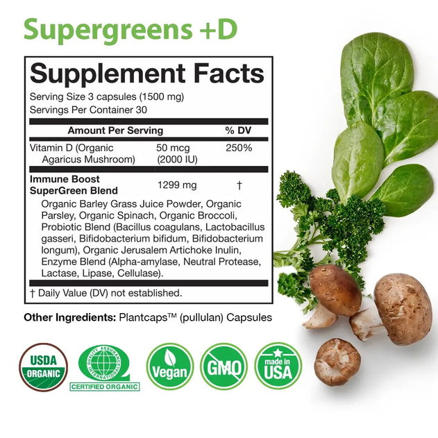 Supergreens +D Supplement Facts Panel Supergreens +D Supplement Facts Panel