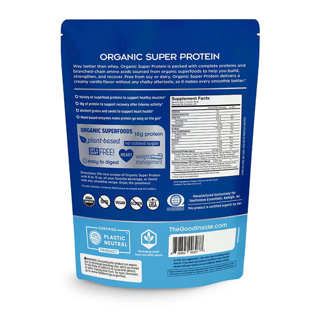 Organic Super Protein Label: WARNING: Consuming this product can expose you to chemicals including Lead, which are known to the State of California to cause birth defects or other reproductive harm. For more information, go to www.P65Warnings.ca.gov/food.