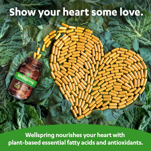 Show Your Heart Some Love with Wellspring! Wellspring nourishes your heart with plant-based essential fatty acids and antioxidants.