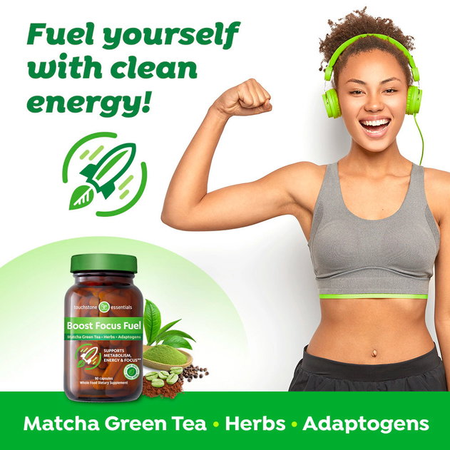 Woman fueling her natural energy with the superfoods found in Boost Focus Fuel