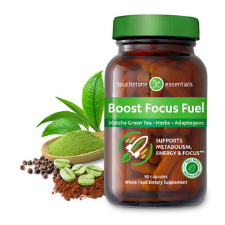 Bottle of Boost Focus Fuel to support metabolism, focus and energy.