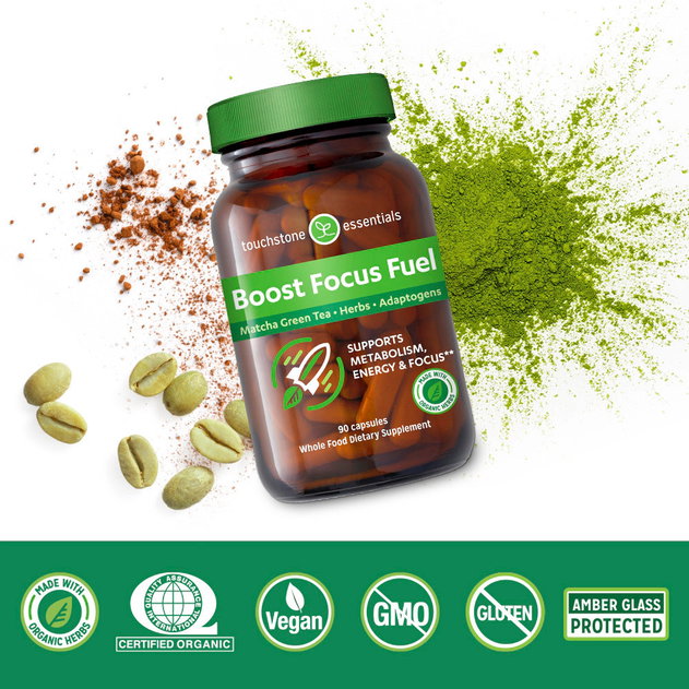 Boost Focus Fuel is filled with organic herbs, is vegan, non-GMO and gluten-free.