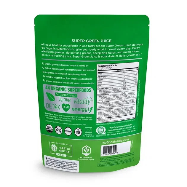 Super Green Juice Label: WARNING: Consuming this product can expose you to chemicals including Lead, which are known to the State of California to cause birth defects or other reproductive harm. For more information, go to www.P65Warnings.ca.gov/food.