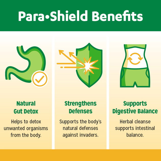 Experience a natural gut detox, strengthen your defenses, and support digestive balance with Para-Shield.
