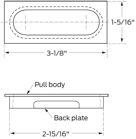 Ives 222 Flush Pull, Rectangle