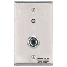 Securitron KP1 Tubular Keyswitch, Satin Stainless Steel