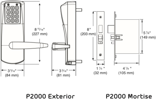 PowerPlex P206 Electronic Mortise Lock, 100 Access Codes, 1,000 Audit Events