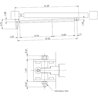 Lockey TB600 Hydraulic Gate Closer, 44-72" Gate