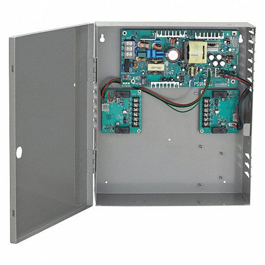 Von Duprin PS902 Power Supply, 2amp, 2 Relay, Battery Backup Kit, Baked Enamel Steel Case