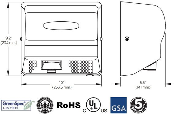 World Dryer® eXtremeAir® GXT Original High-Speed, Compact, Energy-Efficient Hand Dryer
