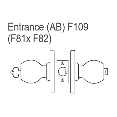 BEST 8K Series Heavy Duty Cylindrical Lock, Less Core, Entry (F109) Function - Knob