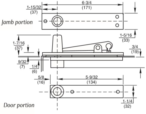 Rixson 340, Center Hung Top Pivot, Standard or Heavy Option