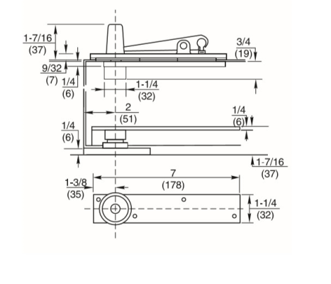 Rixson 370, Center Hung Pivot Set, 500lb Door