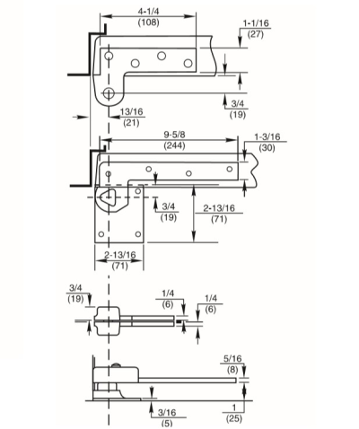 Rixson 147, 3/4" Offset Hung Pivot Set, Standard or Heavy Option