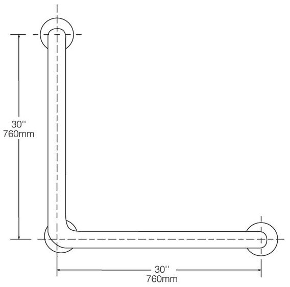Bobrick B-5898 90° Grab Bar, 1-1/4" Tube